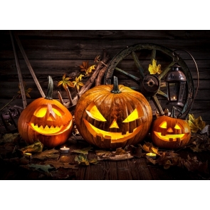 Scary Pumpkin Wooden Wall Background Halloween Party Backdrop