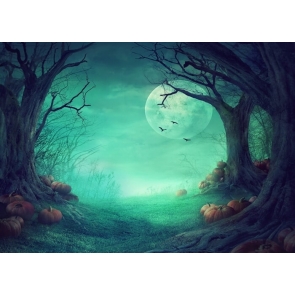 Scary Forest Pumpkin Halloween Party Backdrop Stage Background