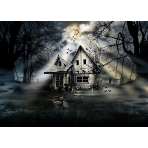 Scary Forest Wooden Castle Halloween Backdrop Party Stage Background