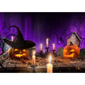Wooden Floor Pumpkin Halloween Backdrop Party Stage Background