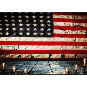 American Flag Halloween Backdrop Party Stage Background