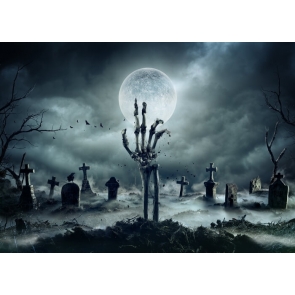 Night Under The Moon Scary Cemetery Halloween Backdrop Party Stage Background