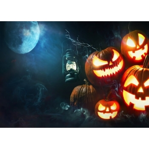 Under The Moon Scary Pumpkin Halloween Party Backdrop