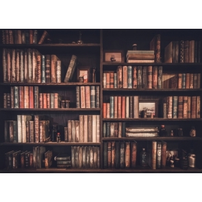 Retro Library Bookcase Bookshelf Backdrop Wallpaper Studio Photography Background