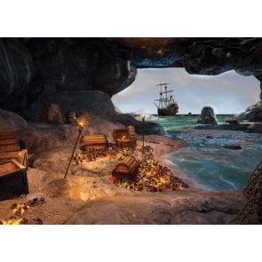 Treasure Pirate Ship Backdrop Party Background  Banner Poster