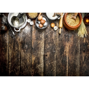 Creative Dark Wood Backdrop Eggs Flour And Tools Baking Ingredients Pastry Kitchen Studio Photography Background