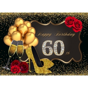 Golden Balloon Photography Background 60th Birthday Party Backdrop