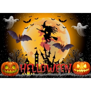 Moon Flying Witch Ghost Halloween Backdrop Party Stage Photography Background