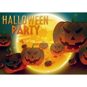 Cute Cartoon Moon Pumpkin Theme Halloween Party Backdrop