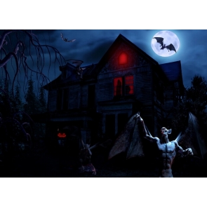Scary Bat Monster Castle Halloween Backdrop Party Stage Photography Background