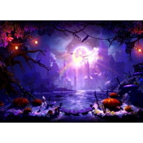 Purple Magic Castle Halloween Backdrop Party Stage Photography Background