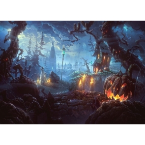 Scary Jungle Pumpkin Theme Halloween Party Backdrop Stage Photography Background