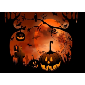 Cartoon Forest Pumpkin Theme Halloween Party Backdrop