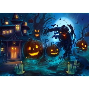 Scary Forest Pumpkin Halloween Party Backdrop