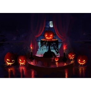 Glass Window Scary Pumpkin Halloween Party Backdrop Stage Photography Backgroun