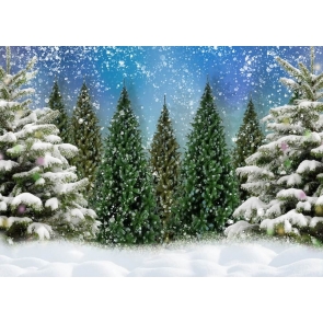 Snow Covered Christmas Tree Backdrop Stage Studio Party Background