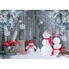 Snowman Wooden Wall Christmas Backdrop Stage Studio Party Background