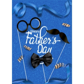 Personalized Tie Glasses Blue Background Happy Father's Day Backdrop