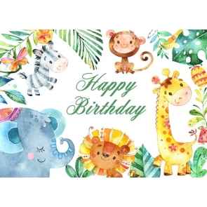 Cartoon Safari Children Birthday Backdrop Party Photography Background