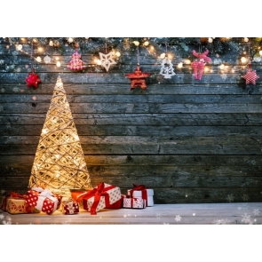 Wooden Wall Christmas Tree Backdrop Party Studio Photography Background