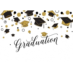 Black And Gold Bachelor Cap Graduation Backdrop Studio Photography Background Decoration Prop