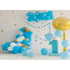 Simple Balloon Theme Baby Boy First 1st Happy Birthday Backdrop Cake Smash Decoration Prop Photography Background