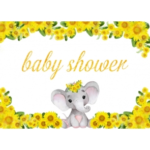 Elephant And Sunflower Baby Shower Backdrop Studio Photography Background Decoration Prop