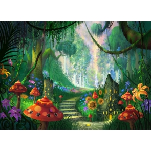 Fairy Tale World Mushroom Enchanted Forest Wonderland Backdrop Party Stage Studio Photography Background