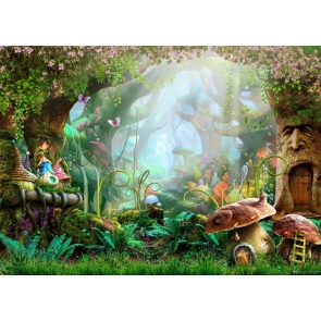 Fairy Tale World Mushroom Tree House Enchanted Forest Wonderland Backdrop Party Stage Studio Photography Background