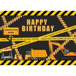 Builder Dump Trucks Construction Work Theme Boy Happy Birthday Party Backdrop Photography Background Decoration Prop