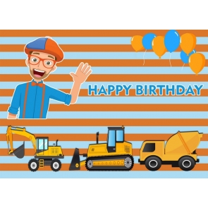 Digger Excavator Dump Trucks Theme Kids Boy Happy Birthday Party Backdrop Photography Background Decoration Prop