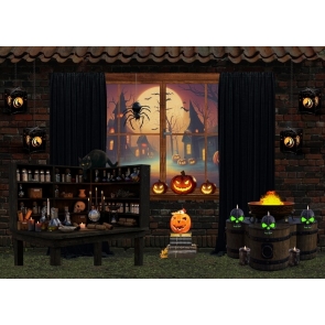 Old Windows Under Eaves Halloween Party Backdrop Stage Photography Background