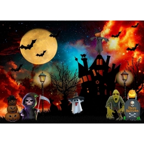 Cute Cartoon Happy Halloween Party Backdrop