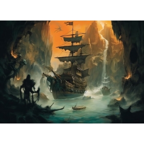 Fear Ghost Pirate Ship Backdrop Party Background Banner Poster