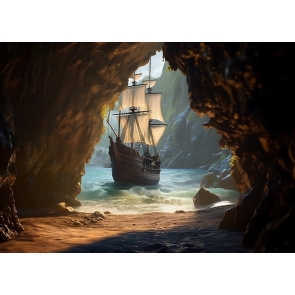 Old Pirate Ship Backdrop Party Background Banner Poster