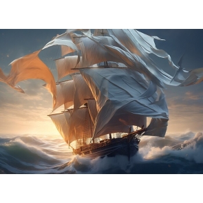 Giant White Sailing Ghost Pirate Ship Backdrop Party Background Banner Poster