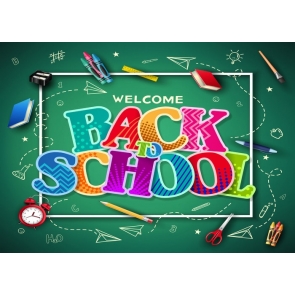 Personalise Green Background Welcome Back To School Party Backdrop Decoration Prop