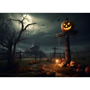 Dead Tree Moon Pumpkin Halloween Party Backdrop