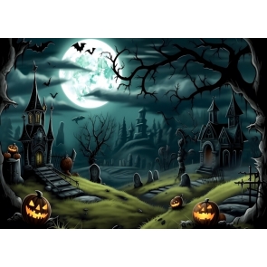 Dead Tree Cemetery Moon Castle Halloween Party Backdrop