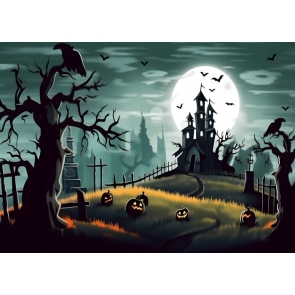 Dead Tree Moon Castle Halloween Backdrop Stage Party Photography Background