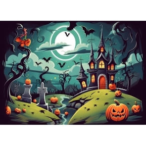 Moon Castle Dead Tree Halloween Backdrop Stage Party Photography Background