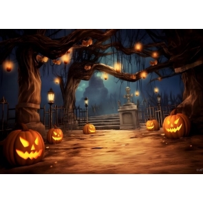 Scary Pumpkin Dead Tree Halloween Backdrop Stage Party Photography Background