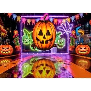  Pumpkin Theme Halloween Party Backdrop Stage Photography Background