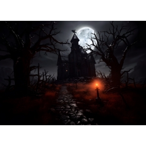 Dark Dead Tree Castle Halloween Backdrop Stage Party Photography Background