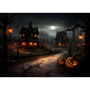 Dilapidated Wooden House Halloween Party Backdrop 