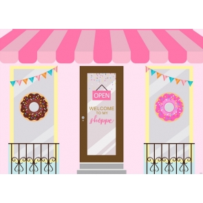 Welcome TO My Shoppe Donut Sweet Birthday Backdrop Studio Photography Background Decoration Prop