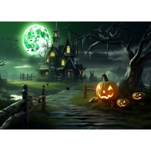 Green Moon Castle Halloween Backdrop Stage Party Photography Background