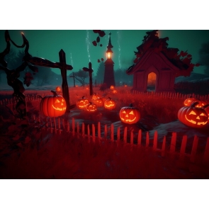 Scary Pumpkin Fence Halloween Backdrop Stage Party Photography Background