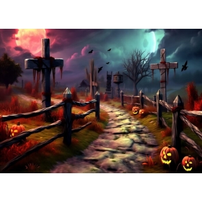 Wooden Cross Fence Halloween Backdrop Stage Party Photography Background