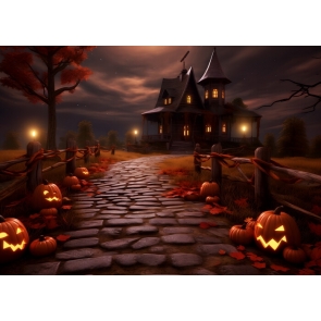 Stone Road Pumpkin Backdrop Halloween Stage Party Photography Background